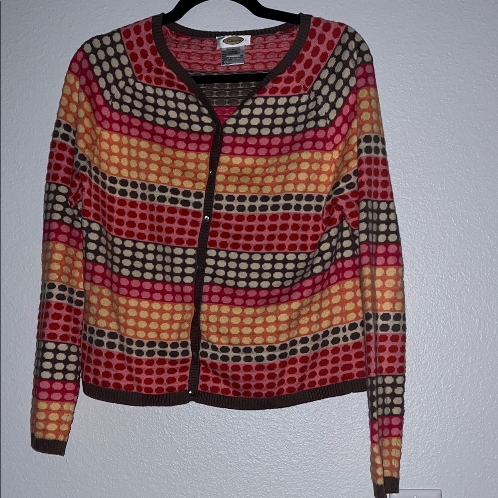 Talbots Multicolor Polka Dot Cardigan
